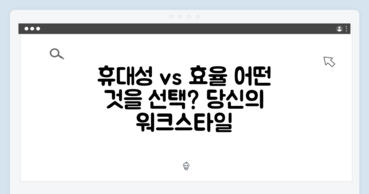 휴대성 vs 작업 효율