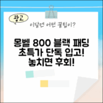 몽벨 800 경량패딩, 블랙 입고! 1가지 특가
